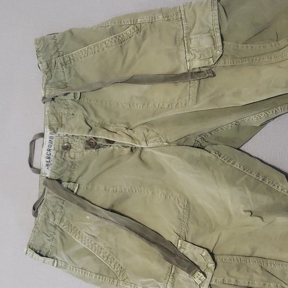 Abercrombie and Fitch Vintage Army Green Paratroop Cargo Pants Men' Size Medium - Picture 5 of 17